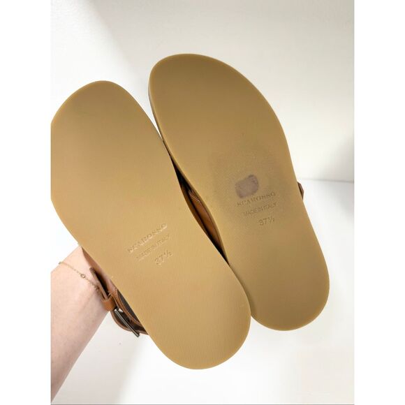 Scarosso Hailey Wide Strap Buckled Sandals 37 1/2 7.5 Leather - Picture 5 of 5